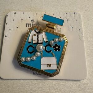 New MINT Blue Perfume bottle brooch